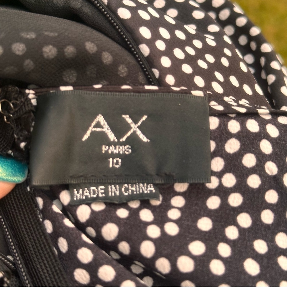 AX Paris Black Polka Dot Wrap Frill Mini Dress - Picture 15 of 16